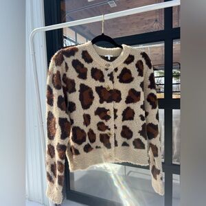 En Creme Leopard Print Cardigan - Brown and Cream